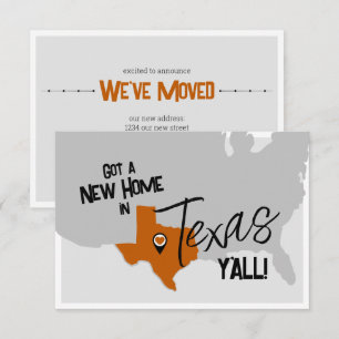 Anúncio Nova Casa Laranja Queimada no Texas Y'all Moving