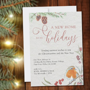 Anúncio Nova casa para feriados Robin Berries e Pine Cone