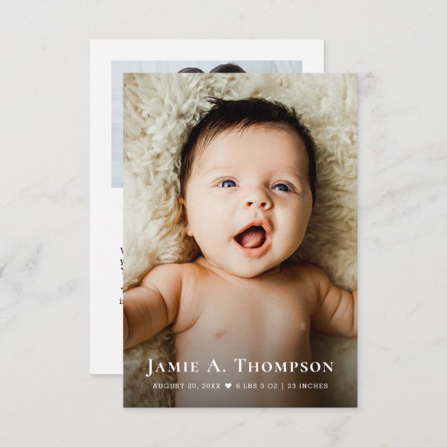 Anúncio Novo Bebê Obrigado Foto Cardíaca Nascimento Modern (Frente/Verso)