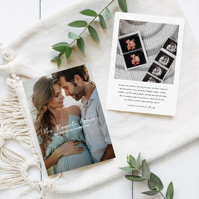 Anúncio Novo colega de quarto chegando | Gravidez de Foto (Criador carregado)