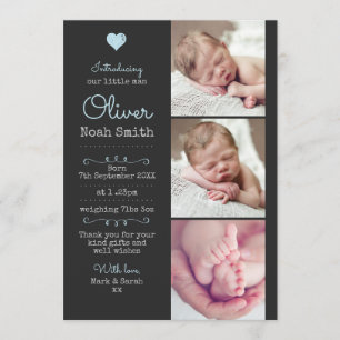 Anúncio novo do bebé/cartões de agradecimentos A5