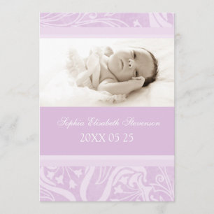 Anúncio novo do nascimento do bebê do modelo roxo