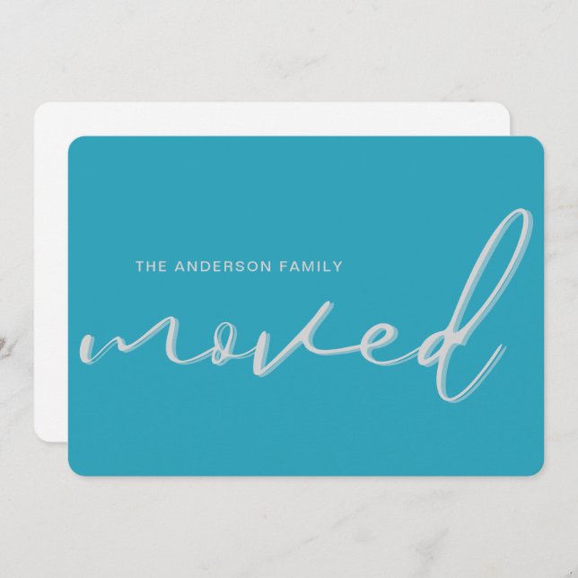 Anúncio Novo Endereço Azul Brilhante Moderno Movendo-se pa (Frente/Verso)