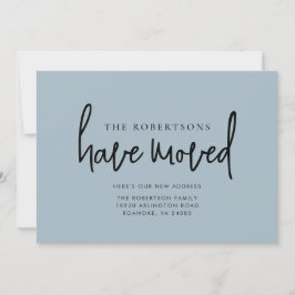 Anúncio Novo Endereço: Caligrafia Moderna Dusty Blue Movin