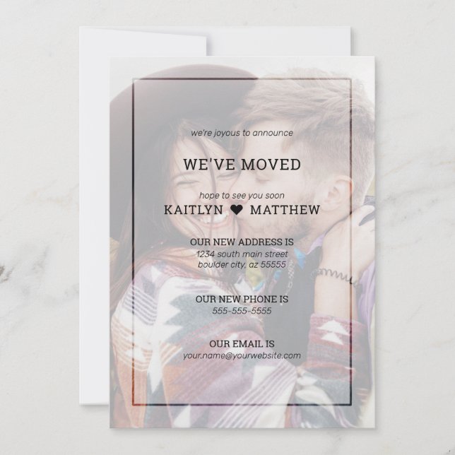 Anúncio Novo Endereço Minimalista de Foto Desvanecido Mode (Frente)