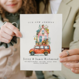 Anúncio Novo Endereço No Carro Movendo-Se Para Casa