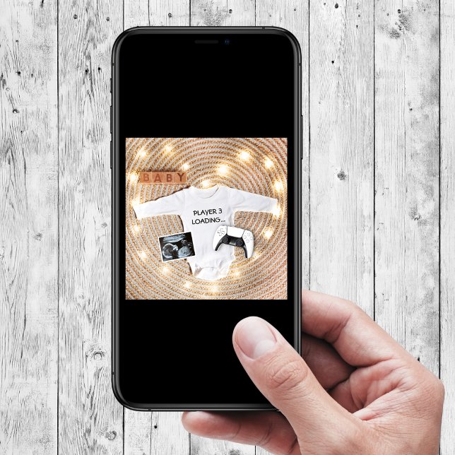 Anúncio Novo Jogador Carregando Sonograma Engraçado Gravid (new player loading funny pregnancy announcement card sonogram ultrasound photo)