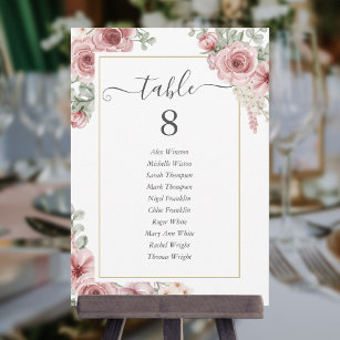 Anúncio Número da Tabela Floral de Rosa Dusty Elegante