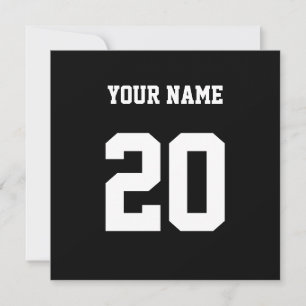 Anúncio Número e nome personalizados preto e branco