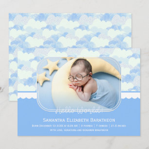 Anúncio Nuvens Azuis e Brancas Nascimento Personalizado