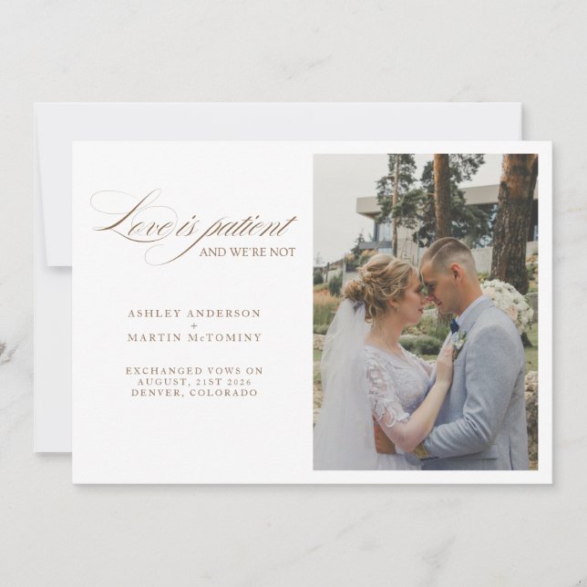 Anúncio O Amor Elegante é Paciente, Mas Não Somos Elopetes (Frente)