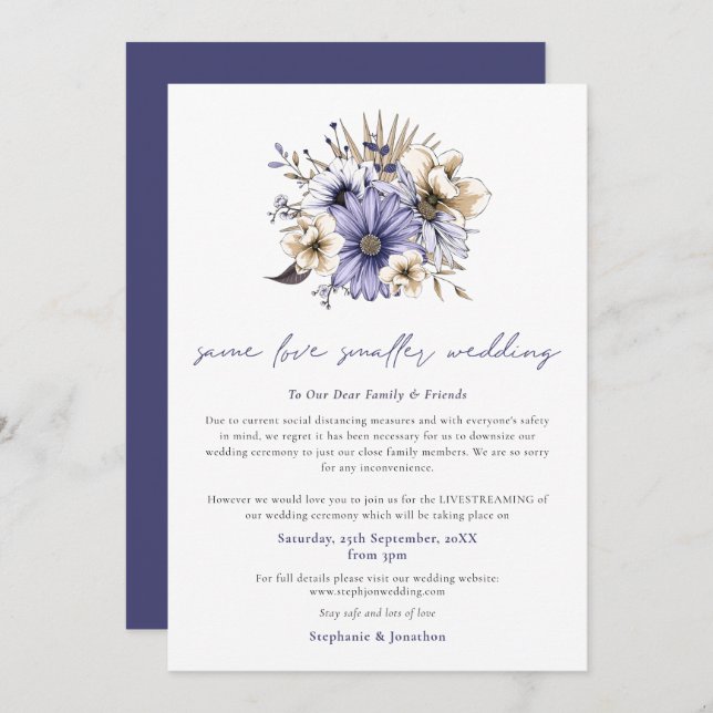 Anúncio O Mesmo Amor Casamento Menor Redução Flores Roxas (Frente/Verso)