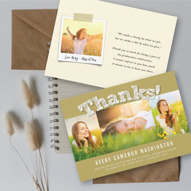 Anúncio Obrigados brancos esboçados 3 Graduação fotográfic (Criador carregado)