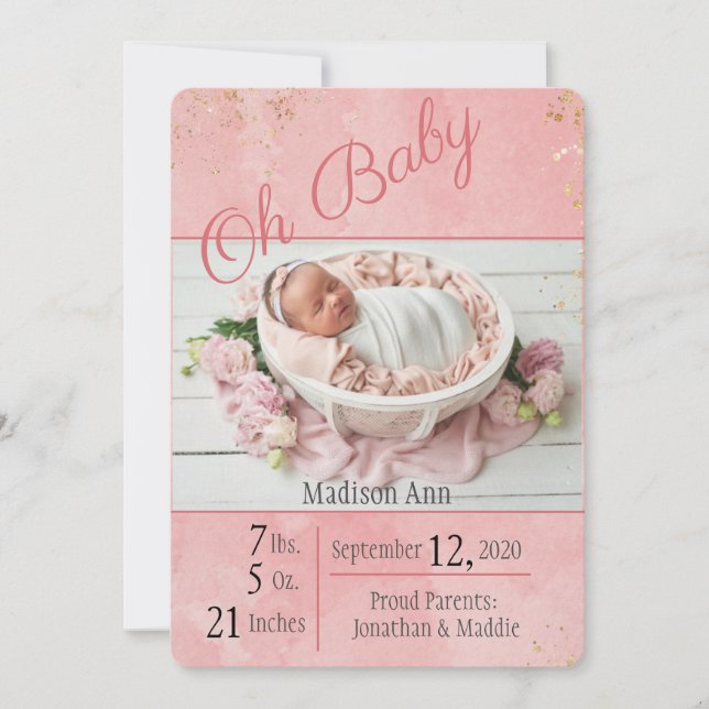 Anúncio Oh Baby Script Baby Girl Elegante Personalizar Nas (Frente)