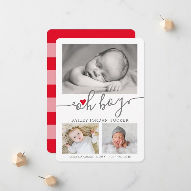 Anúncio Oh Boy Script Christmas Heart Collage Photo (Frente/Verso In Situ)