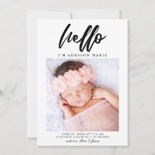 Anúncio Olá, Elegant Script Photo Birth