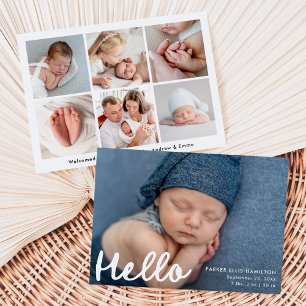 Anúncio Olá, Foto Collage Birth, Modern Manuscrito