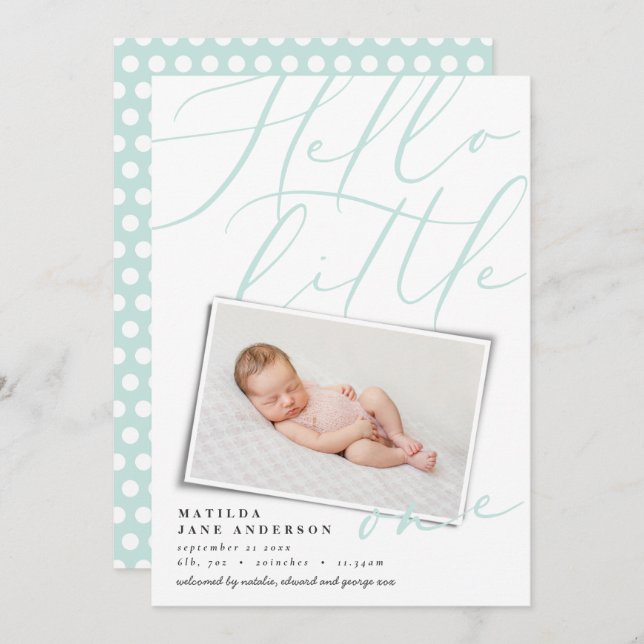 Anúncio Olá, moderna tipografia do gráfico aqua (Frente/Verso)