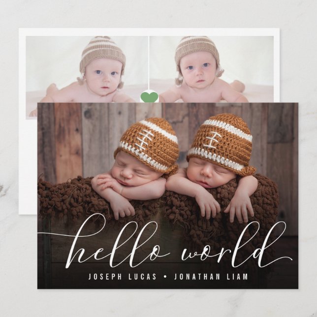 Anúncio Olá Mundo Caligrafia Elegante Colagem de Fotos Gêm (Frente/Verso)