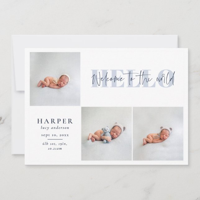 Anúncio Olá, mundo multi-foto, moderno guião geométrico (Frente)