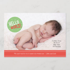 Anúncio Olá, World Baby Announounoununciing Card 5 x 7"