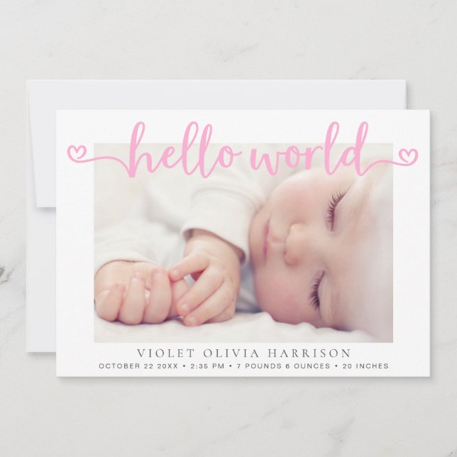 Anúncio Olá World Hearts Fotos Pink Baby Girl Birth (Frente)