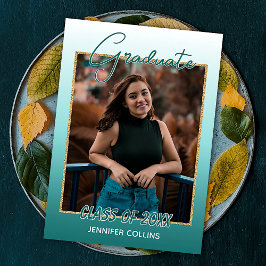 Anúncio Ombre Azul Teal Verde Dourado Brilho Graduação