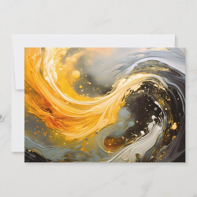 Anúncio Ondas Modernas de Mármore Abstrato Dourado (Frente)