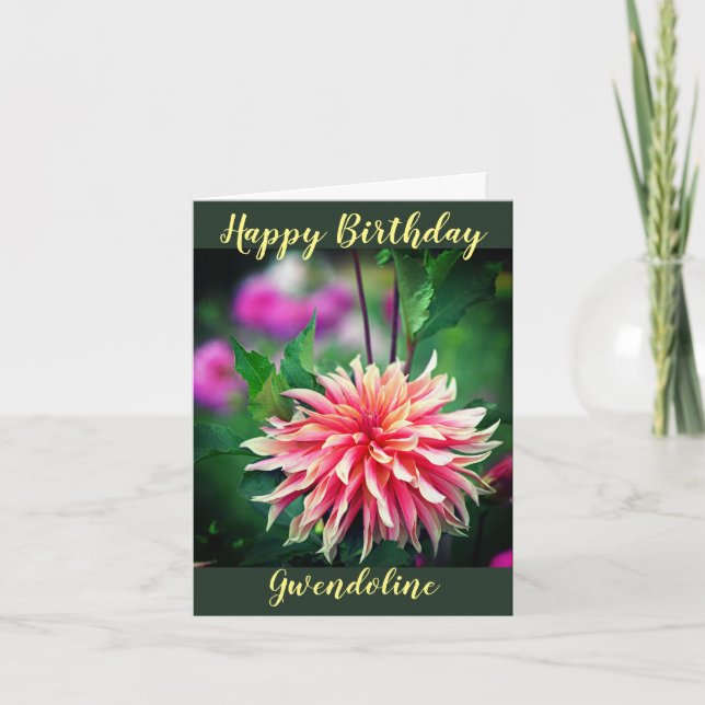 Anúncio Orange and Pink Dahlia Flor Personal Birday (Frente)