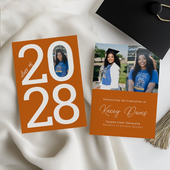 Anúncio Orange Modern Class Year Of and Photo Graduation ( (Criador carregado)