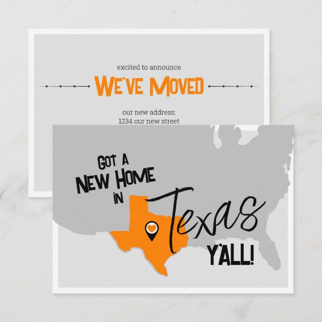 Anúncio Orange New Home no Texas Y'all Moving (Frente/Verso)