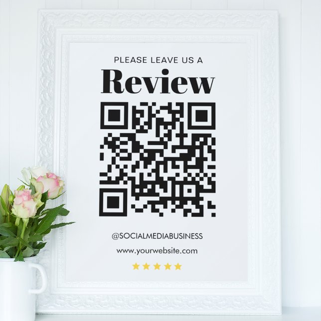 Anúncio Orçamento Simples Deixe uma Avaliação QR Code Mídi (Front)