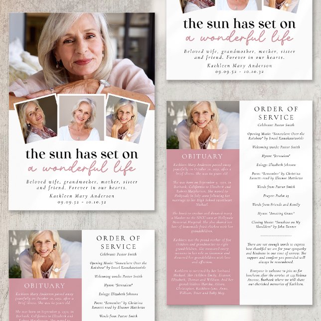 Anúncio Ordem de Serviço Funeral de Colagem de Fotos Moder (Criador carregado)