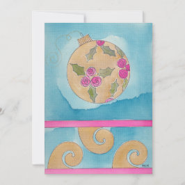 Anúncio Ornamento Rosa Rosa Rosa Rosa Rosa e Holly - Cartã