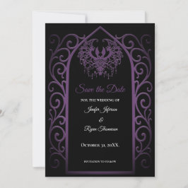 Anúncio Ornate purple border wedding save the date