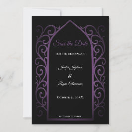 Anúncio Ornate purple border wedding save the date