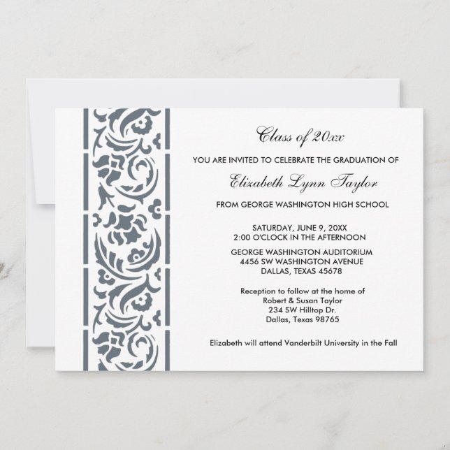 Anúncio ou Convite para Graduação de Borda Azul (Frente)