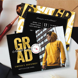 Anúncio Ouro Moderno e Ousado GRAD Estiloso Foto Graduação