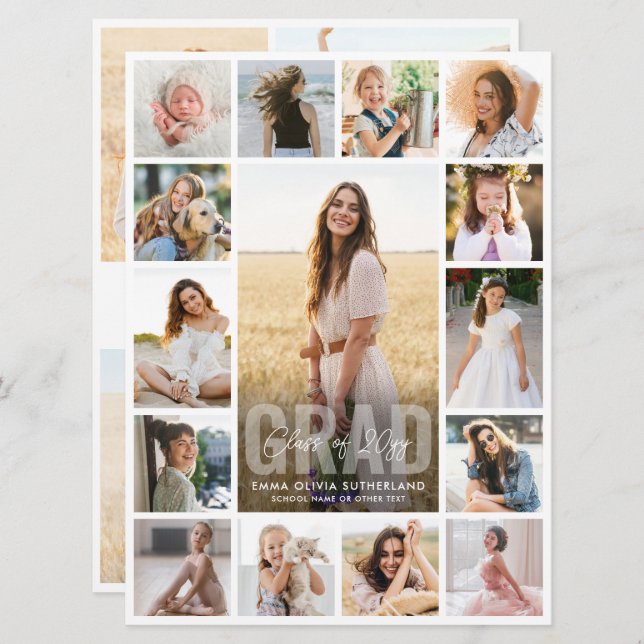 Anúncio Oversized Photo Collage Modern Overlay Graduation (Frente/Verso)
