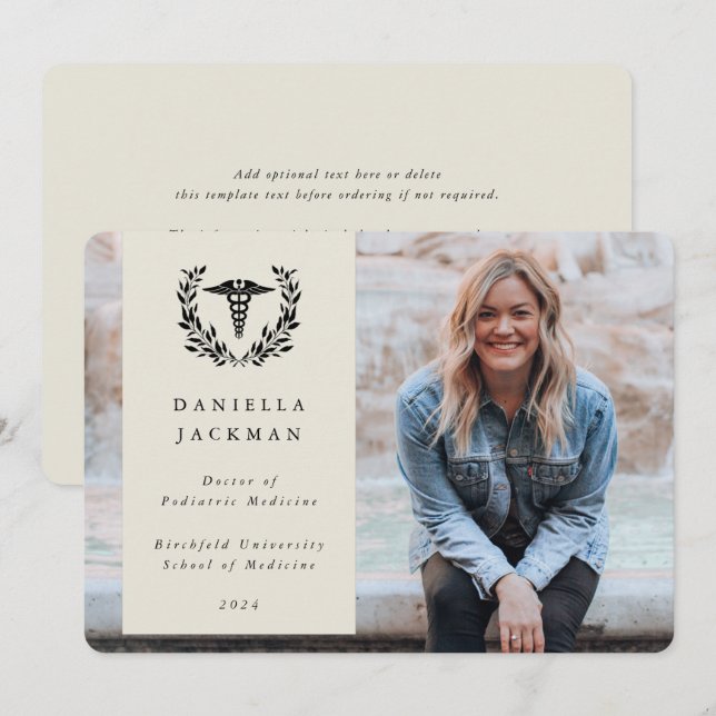 Anúncio Oyster Caduceus Foto de Graduação na Faculdade de  (Frente/Verso)