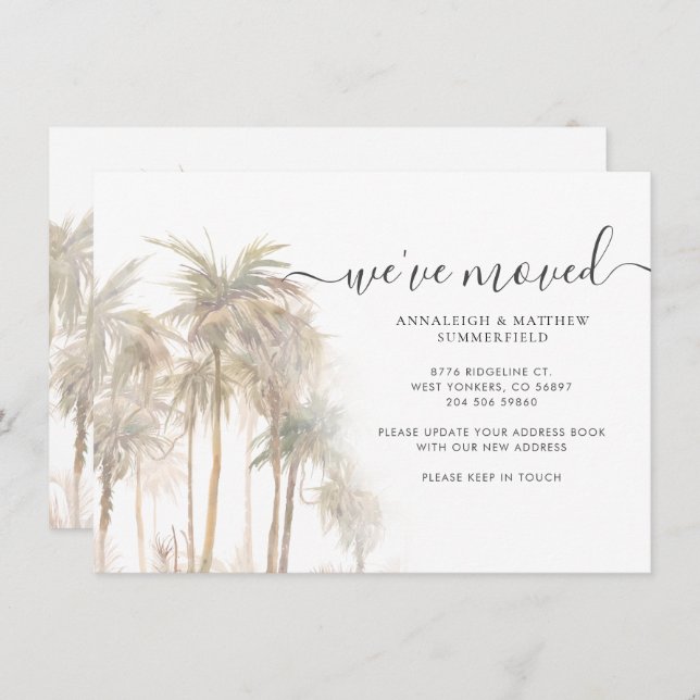 Anúncio Palm Trees Movendo para Casa Mudança de Endereço (Frente/Verso)
