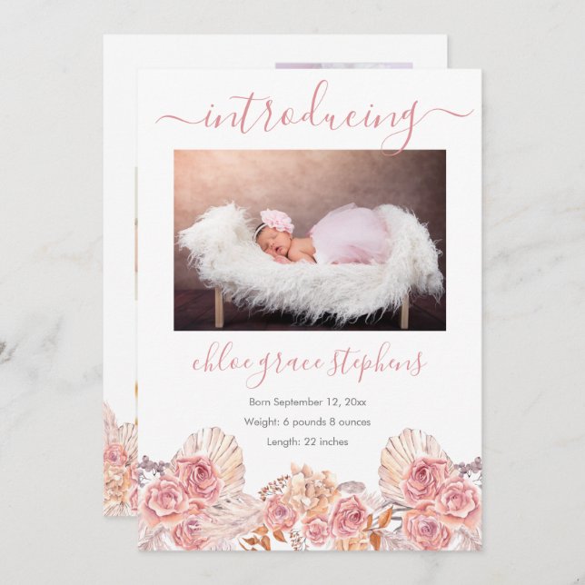 Anúncio Pampas Grass Girl 4 Photo Collage Birth (Frente/Verso)