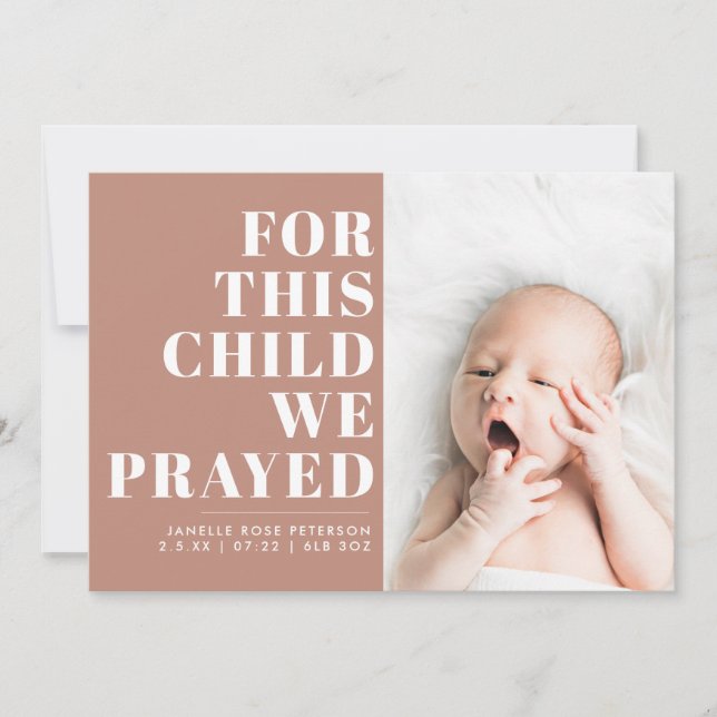 Anúncio Para Esta Criança, Rezamos Escritura, Tan Foto Nas (Frente)