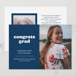 Anúncio Parabéns Azul e Branco Formando dois graus de foto