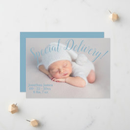 Anúncio Parcelas especiais de entrega Script Baby Boy Blue