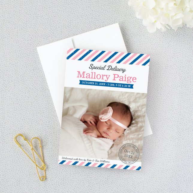 Anúncio Parente Especial Menina Foto Rosa Azul (Criador carregado)