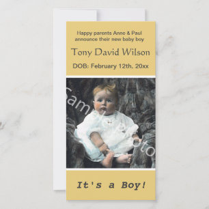 Anúncio parto bebê, adicione sua foto, amarelo