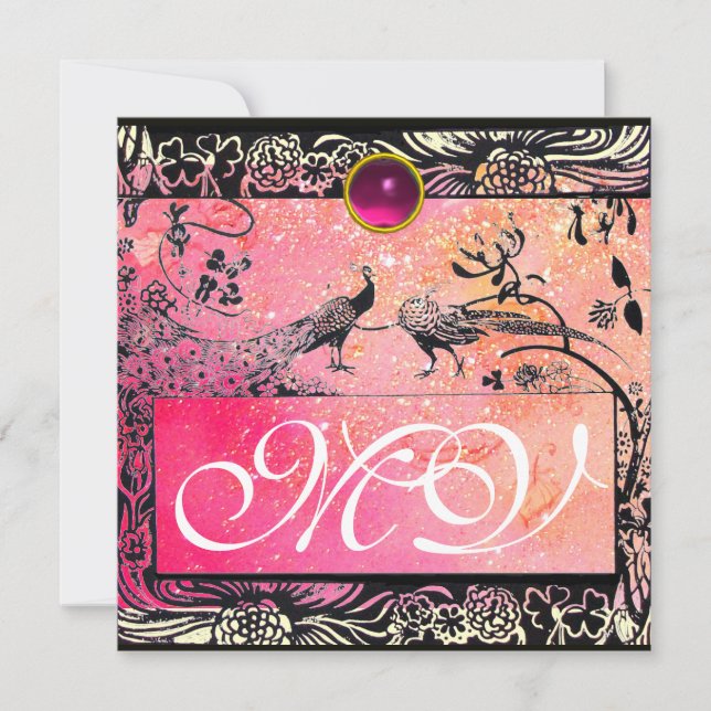 Anúncio PÁSSAROS DE AMOR CASAMENTO MONOGRAMA preto amarelo (Frente)