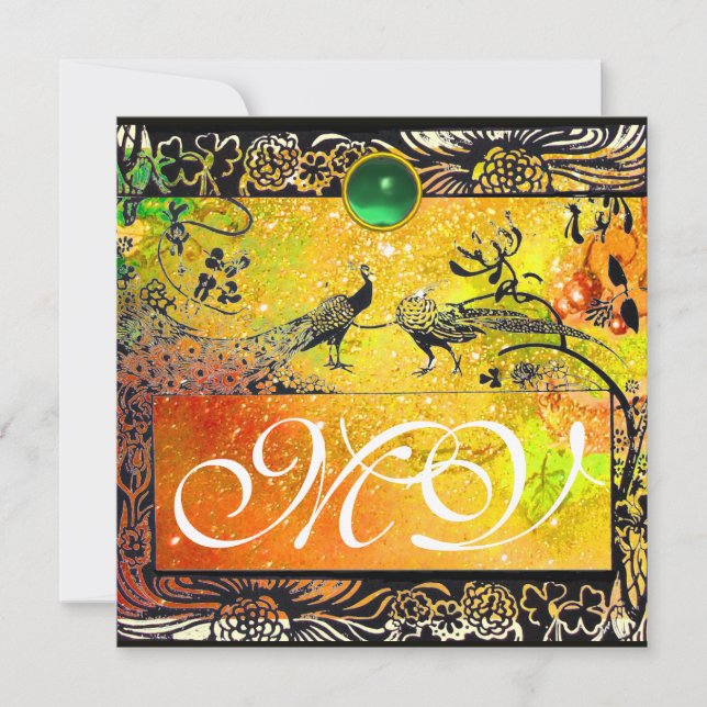 Anúncio PÁSSAROS DE AMOR CASAMENTO MONOGRAMA preto amarelo (Frente)