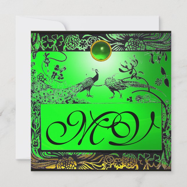 Anúncio Pássaros de amor de casamento monograma preto amar (Frente)